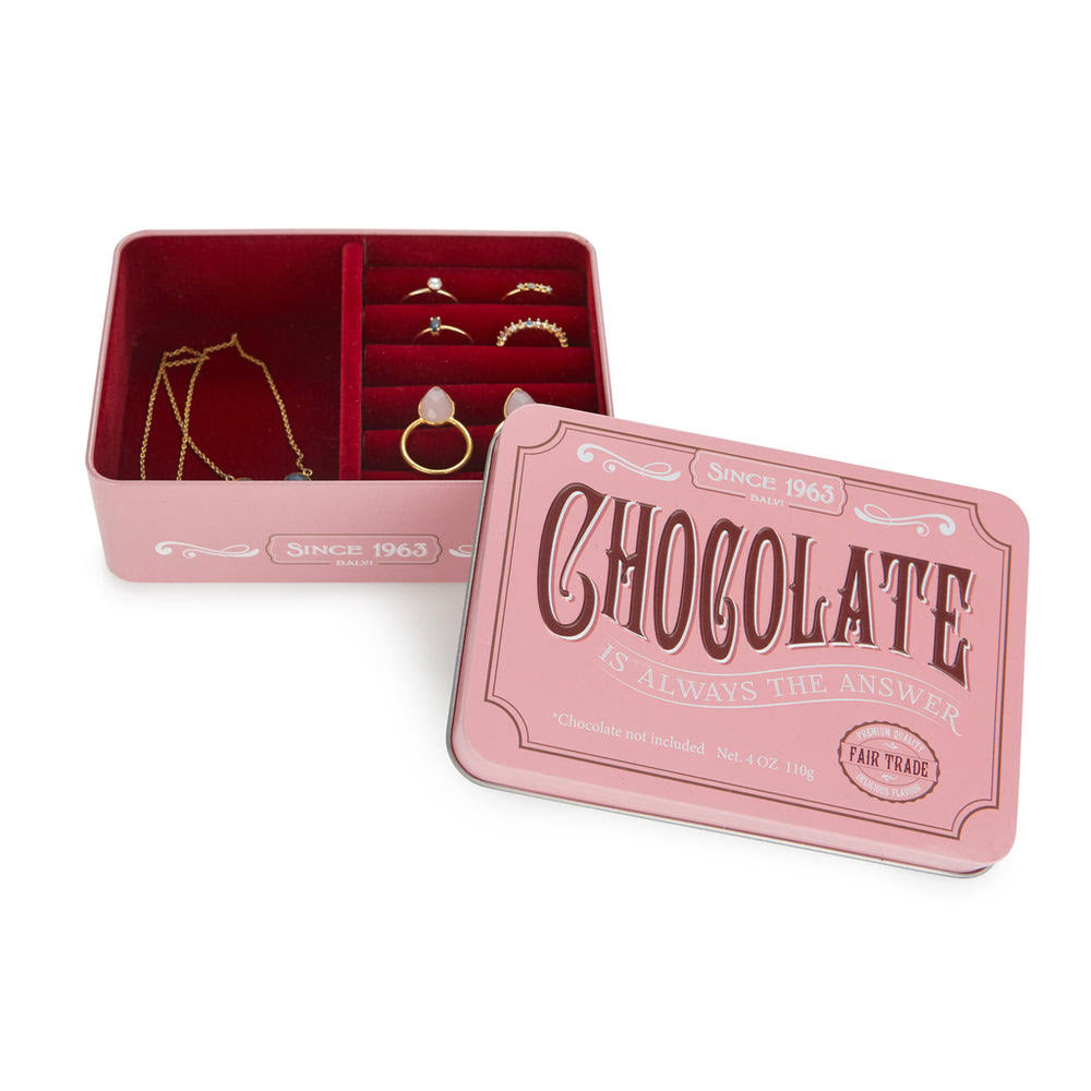 [Jewelry case] Pink chocolate tin case and red velvet tray