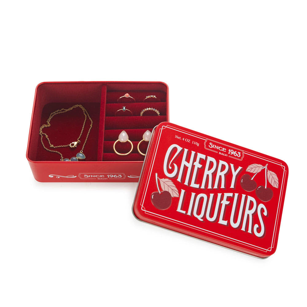 [Jewelry case] Pink chocolate tin case and red velvet tray