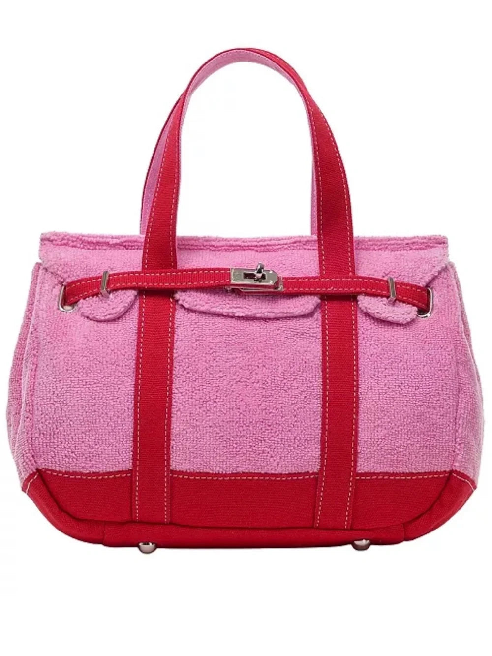 Pink Red Terry Cloth Tote Bag