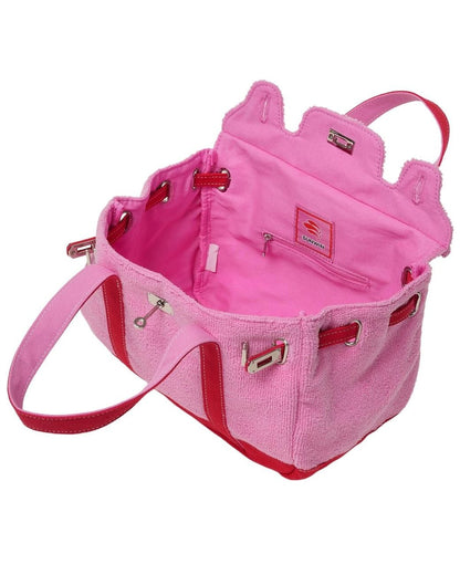 Pink Red Terry Cloth Tote Bag